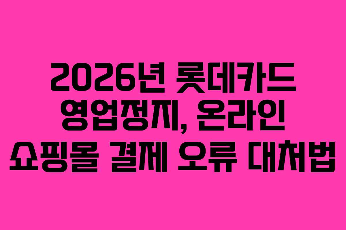 2026년 롯데카드 영업정지, 온라인 쇼핑몰 결제 오류 대처법