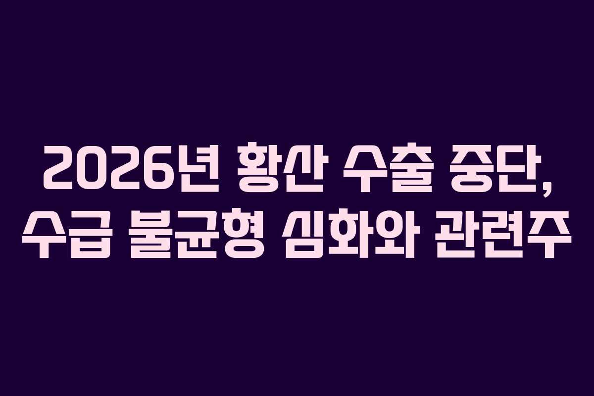 2026년 황산 수출 중단, 수급 불균형 심화와 관련주