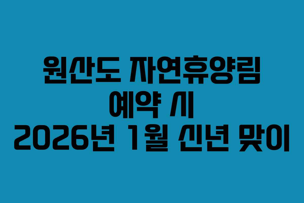 원산도 자연휴양림 예약 시 2026년 1월 신년 맞이