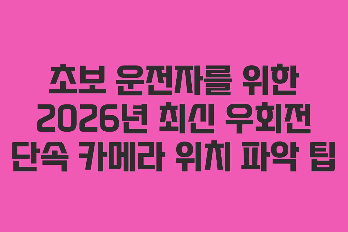 초보 운전자를 위한 2026년 최신 우회전 단속 카메라 위치 파악 팁