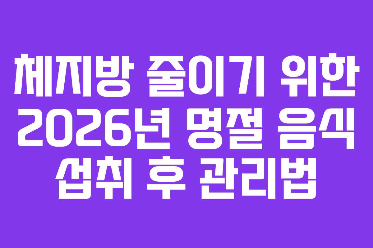 체지방 줄이기 위한 2026년 명절 음식 섭취 후 관리법