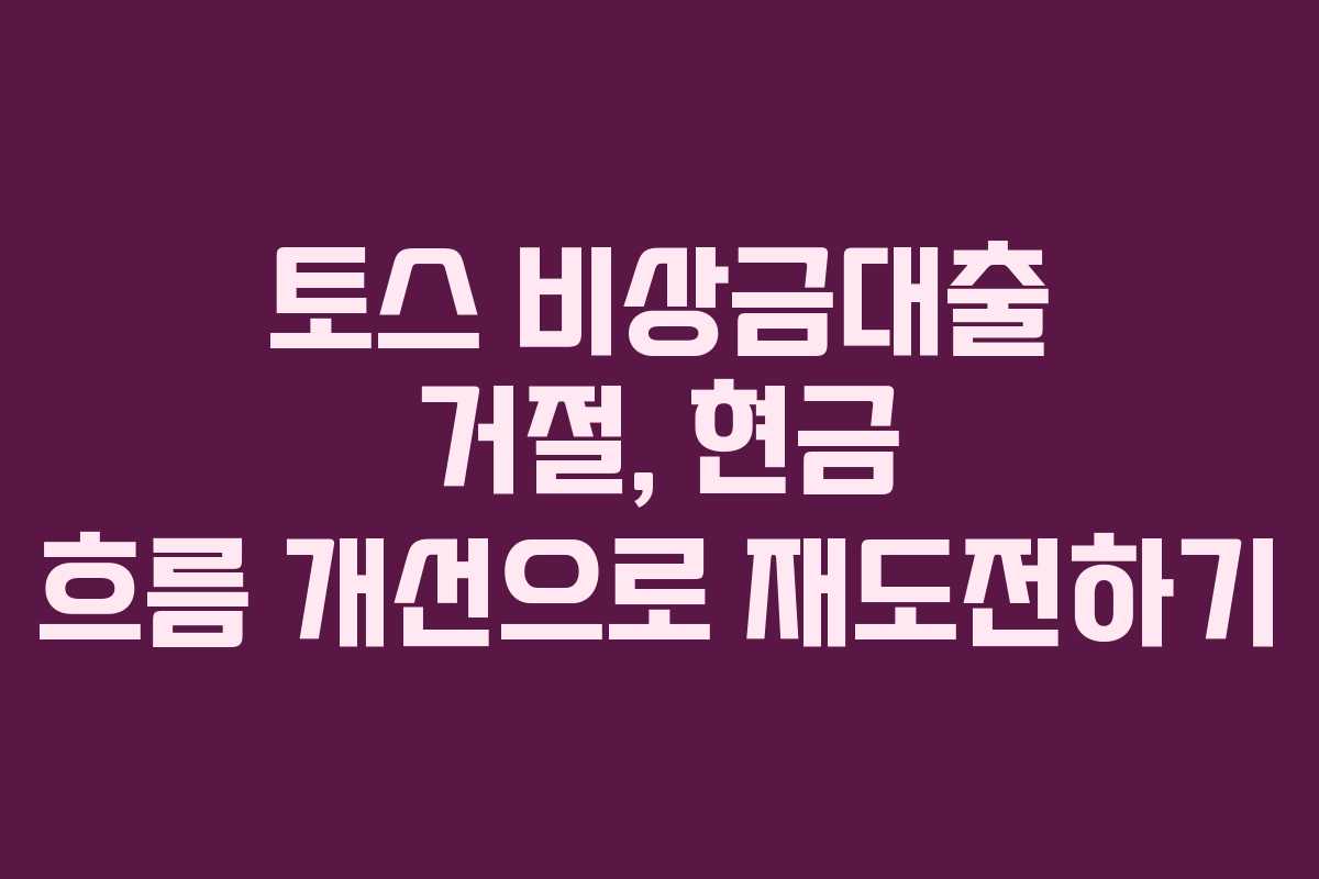 토스 비상금대출 거절, 현금 흐름 개선으로 재도전하기