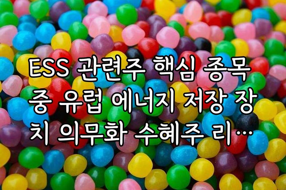 ESS 관련주 핵심 종목 중 유럽 에너지 저장 장치 의무화 수혜주 리스트