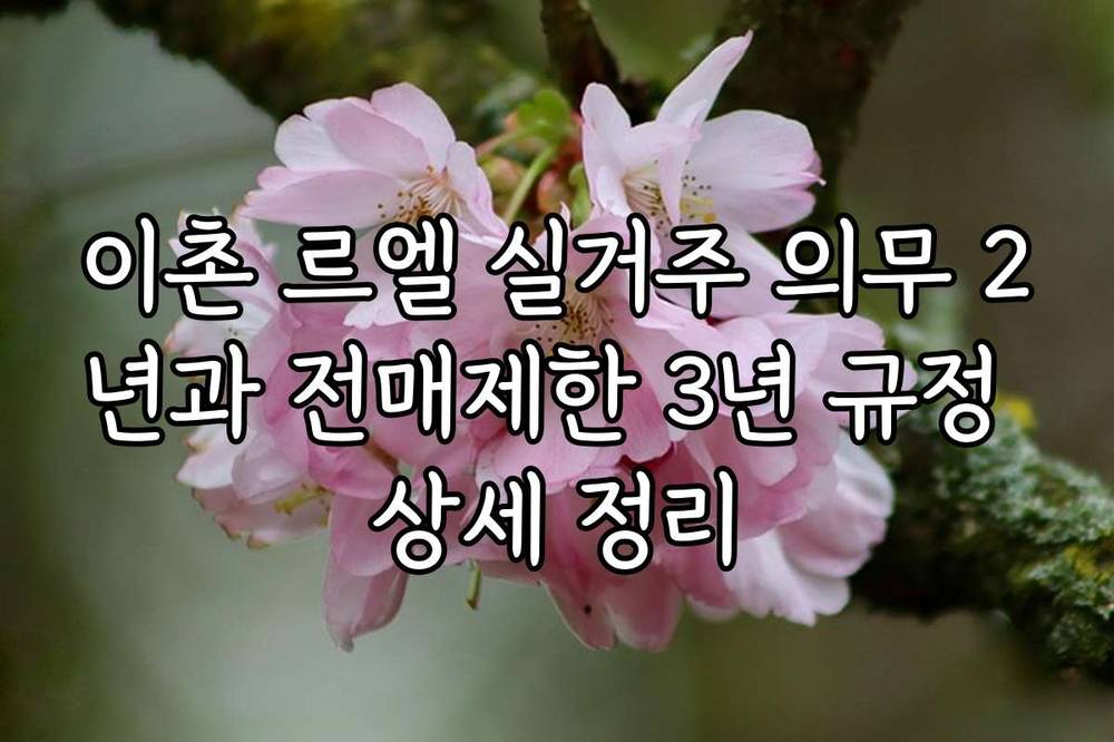 이촌 르엘 실거주 의무 2년과 전매제한 3년 규정 상세 정리