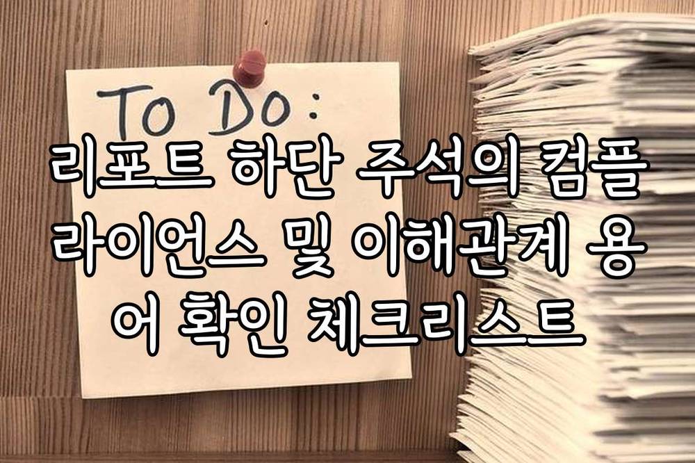리포트 하단 주석의 컴플라이언스 및 이해관계 용어 확인 체크리스트