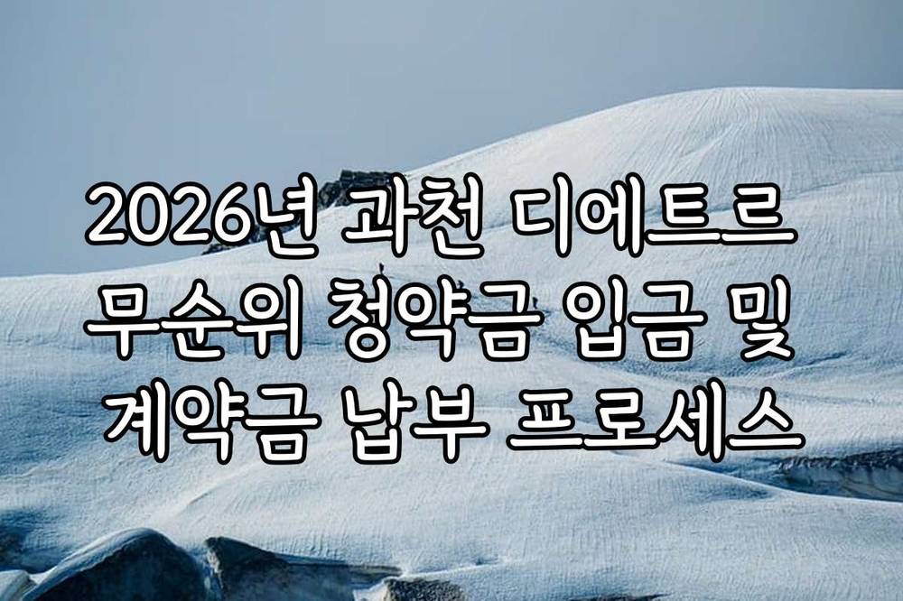 2026년 과천 디에트르 무순위 청약금 입금 및 계약금 납부 프로세스