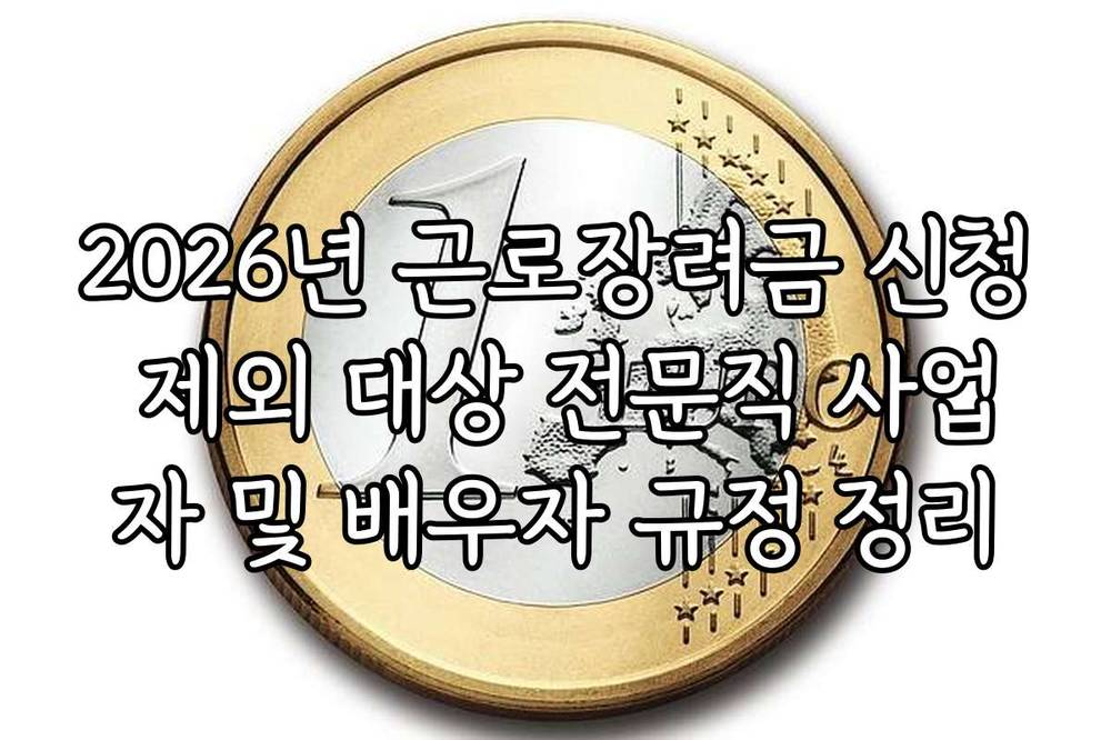 2026년 근로장려금 신청 제외 대상 전문직 사업자 및 배우자 규정 정리