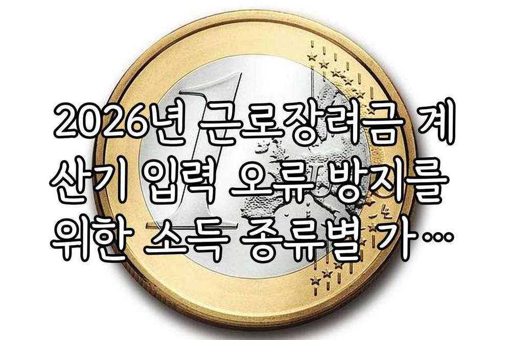 2026년 근로장려금 계산기 입력 오류 방지를 위한 소득 종류별 가이드