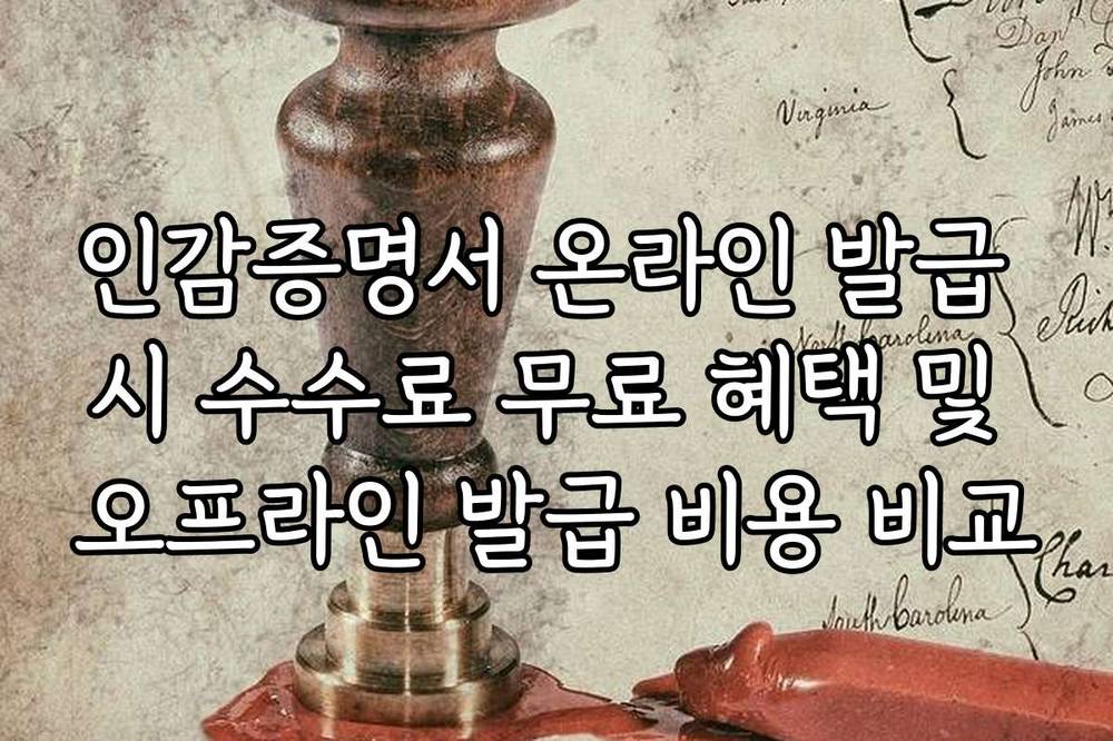 인감증명서 온라인 발급 시 수수료 무료 혜택 및 오프라인 발급 비용 비교