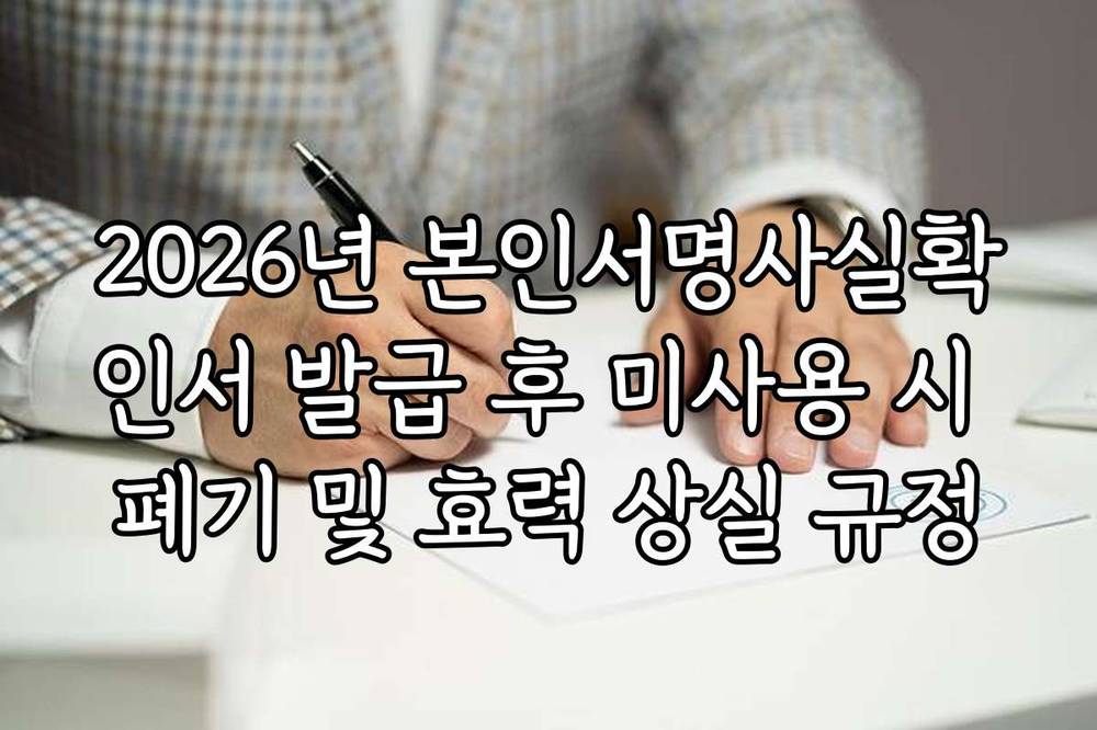 2026년 본인서명사실확인서 발급 후 미사용 시 폐기 및 효력 상실 규정
