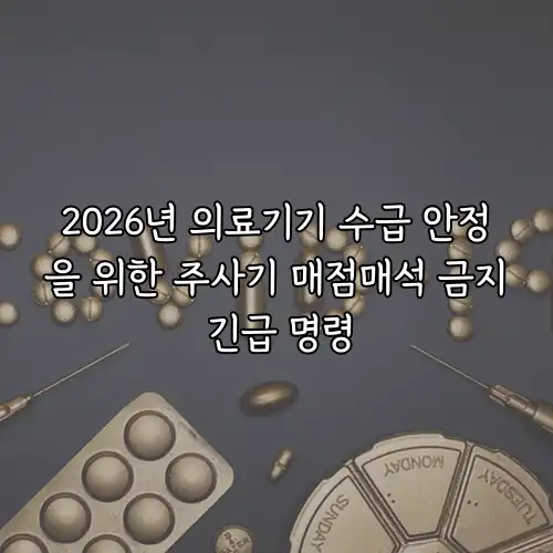 2026년 의료기기 수급 안정을 위한 주사기 매점매석 금지 긴급 명령