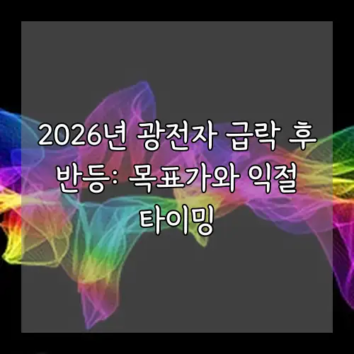 2026년 광전자 급락 후 반등: 목표가와 익절 타이밍