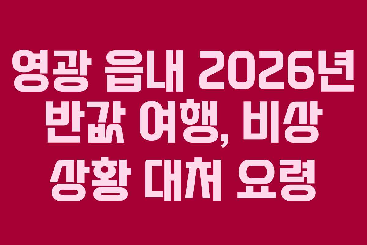 영광 읍내 2026년 반값 여행, 비상 상황 대처 요령