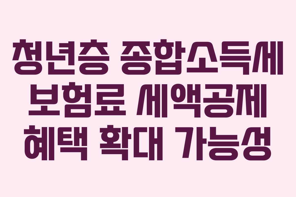 청년층-종합소득세-보험료-세액공제-혜택-확대-가능성