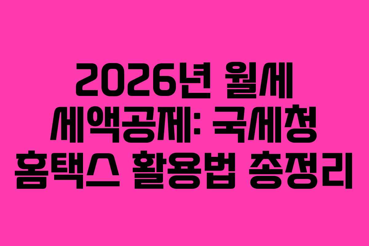 2026년-월세-세액공제-국세청-홈택스-활용법-총정리
