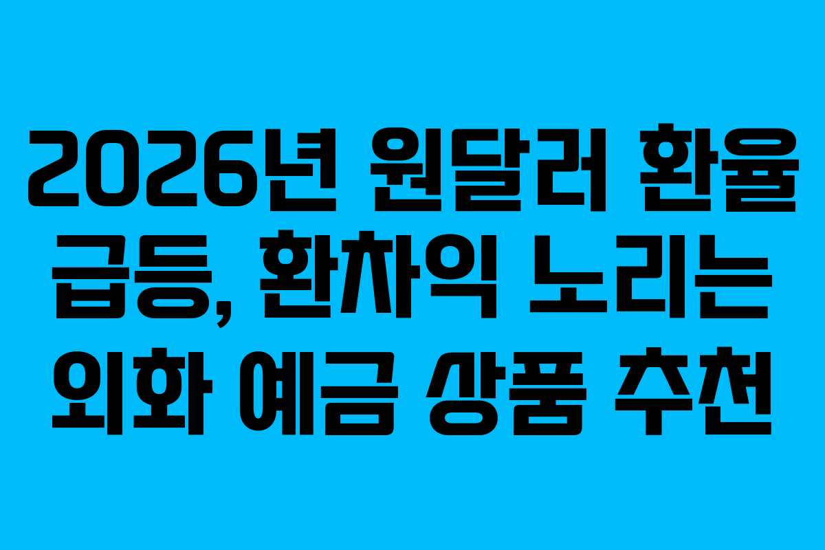 2026년-원달러-환율-급등,-환차익-노리는-외화-예금-상품-추천
