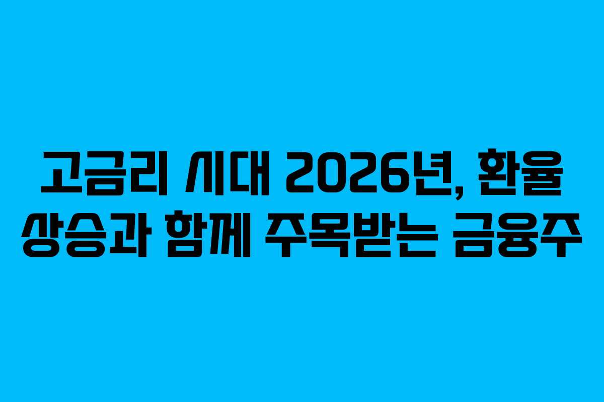 고금리-시대-2026년,-환율-상승과-함께-주목받는-금융주