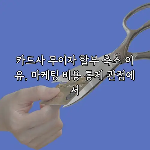 카드사 무이자 할부 축소 이유, 마케팅 비용 통제 관점에서