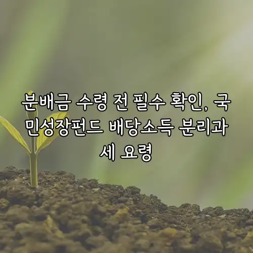 분배금 수령 전 필수 확인, 국민성장펀드 배당소득 분리과세 요령