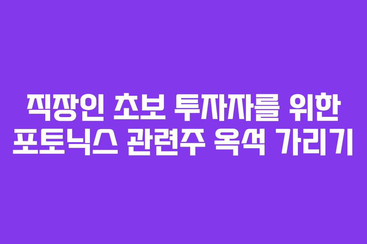 직장인-초보-투자자를-위한-포토닉스-관련주-옥석-가리기