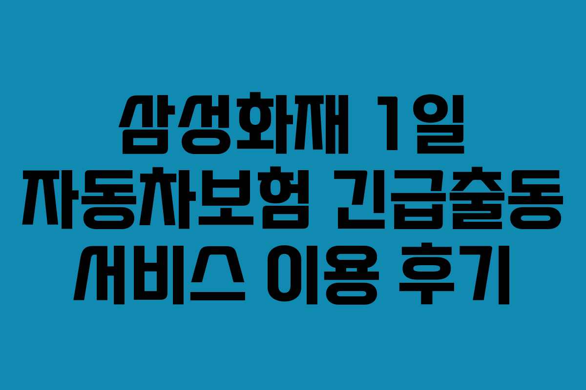 삼성화재-1일-자동차보험-긴급출동-서비스-이용-후기