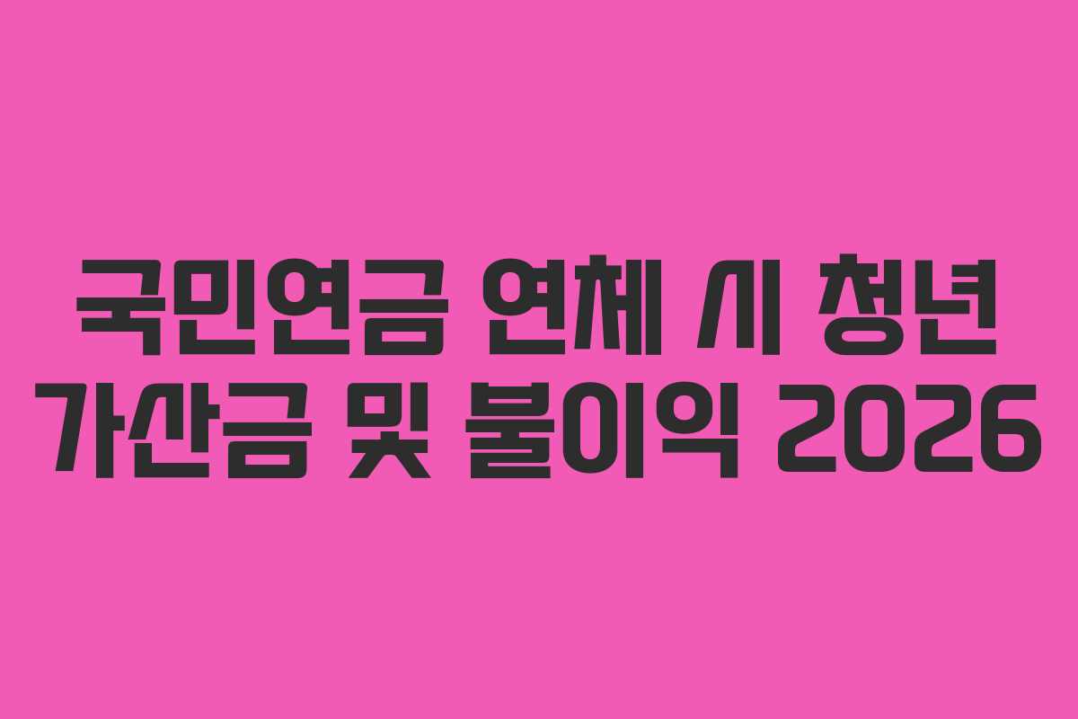 국민연금-연체-시-청년-가산금-및-불이익-2026