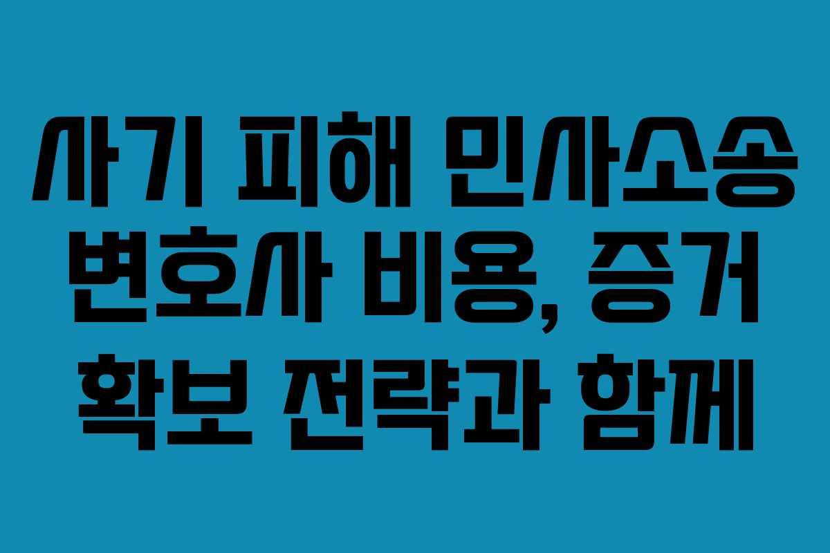 사기-피해-민사소송-변호사-비용,-증거-확보-전략과-함께
